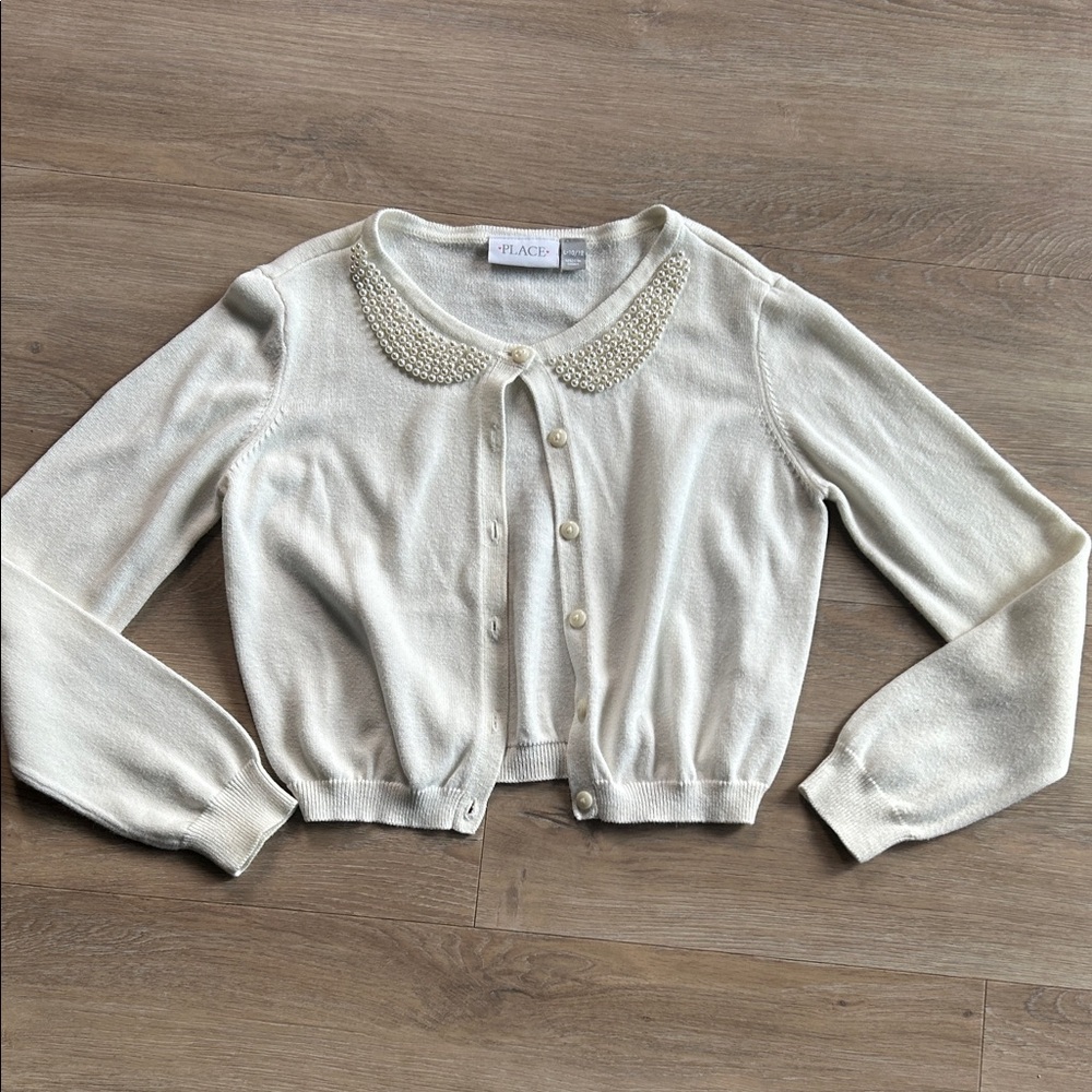 Children’s Place Pearl Collar Cream Cardigan